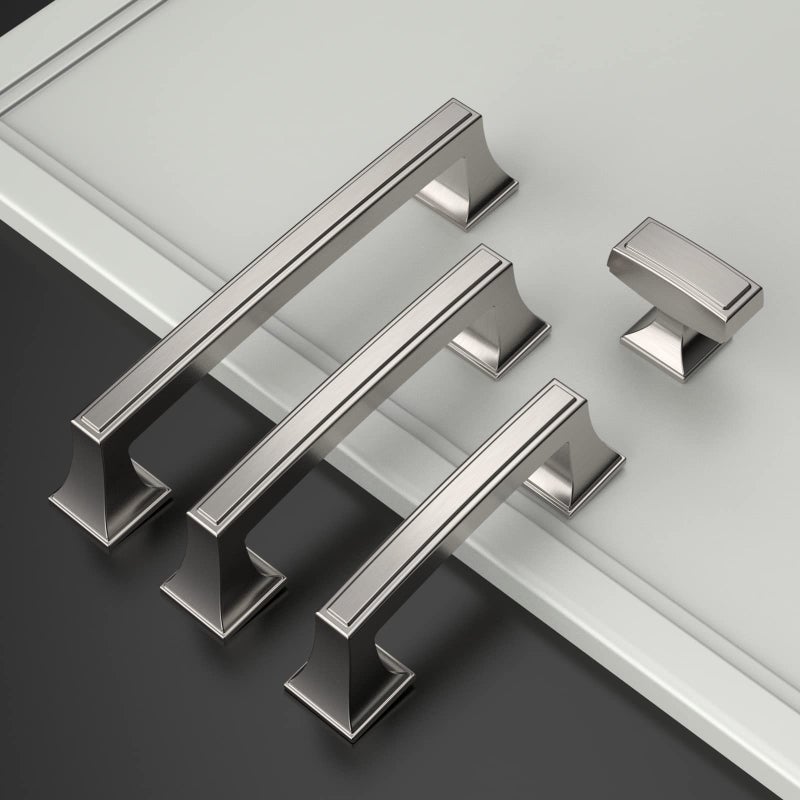 Amerdeco 10 Pack Brushed Satin Nickel Cabinet Pulls 5 Inch(128mm) Hole Center Cabinet Hardware Kitchen Cabinet Handles for Bathroom Drawer Pulls Dresser Pulls ZH0010 - Image 2