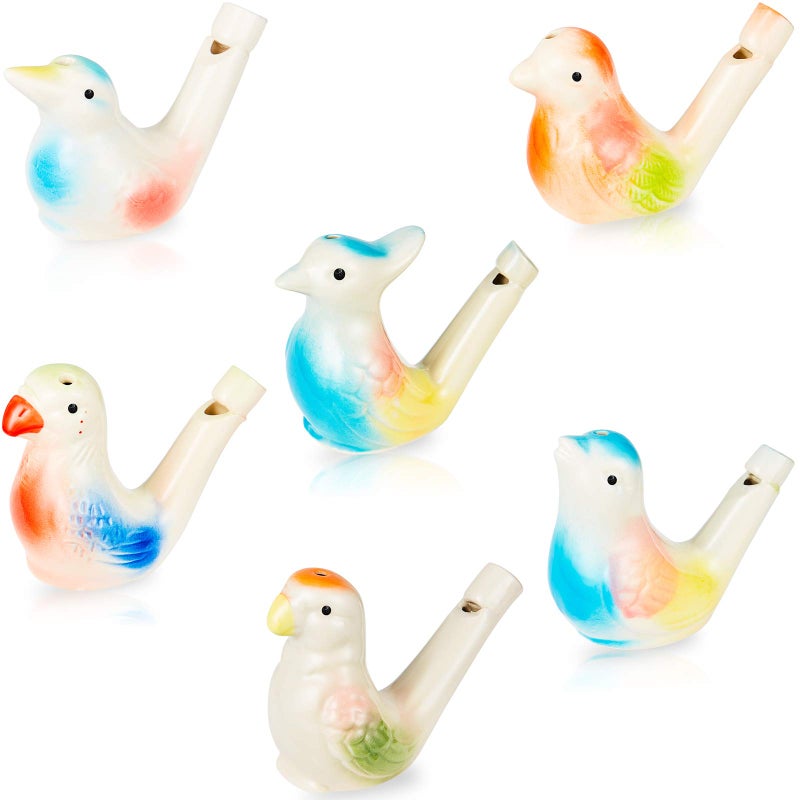 Gejoy Bird Water Whistles Ceramic Bird Call Warbling Water Whistles Colorful Porcelain Toys for Adults Birthday Easter Gift(6 Pcs,Timeless) - Image 1