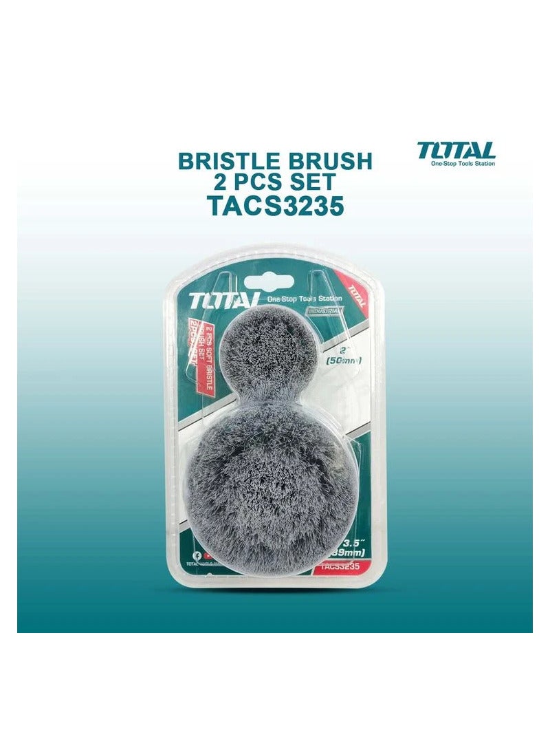 TOTAL 2 Pcs Set Electric Drill Scrubber Brush Soft Bristle For Cleaning Carpet Metal Tire Bricks 2" 3.5" - TACS3235 - Image 1