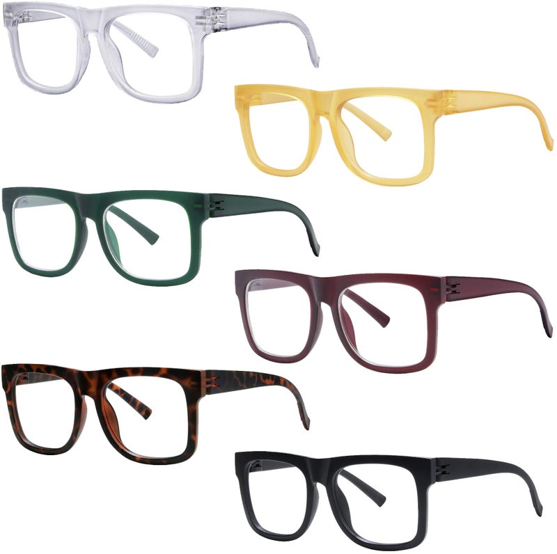 GUD Oversized Reading Glasses with Screwless Spring Hinge Metalless Stylish 6 Pack Readers for Women Men +1.75 - Image 1