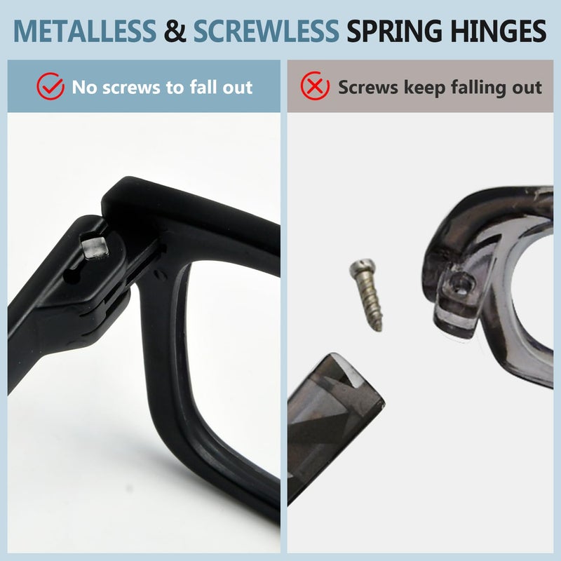 GUD Oversized Reading Glasses with Screwless Spring Hinge Metalless Stylish 6 Pack Readers for Women Men +1.75 - Image 3