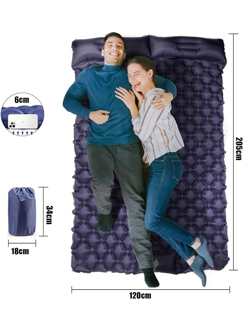ORIONMAX Double Camping Sleeping Pad for 2 Person, Ultralight Inflatable Camping Mattress with Built-in Foot Pump & Pillow, Waterproof Sleeping Pad, Portable Camping Bed for Backpacking, Hiking, Tent Camping, Travel - Image 2