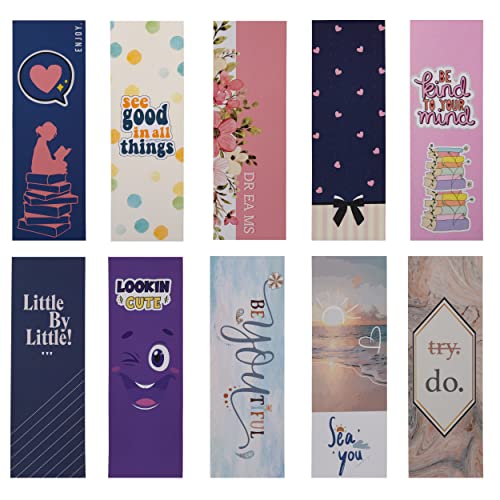 Papboo Designer Bookmarks Set of 10, Design- 2 - Specially Designed for Book, Artcard, Matte Finished,NO Repeat Designs, Multi-Color Bookmark (6 * 2 inches) - Image 1