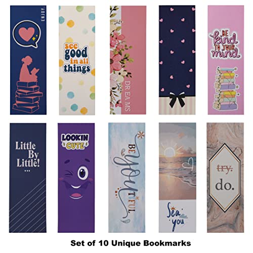 Papboo Designer Bookmarks Set of 10, Design- 2 - Specially Designed for Book, Artcard, Matte Finished,NO Repeat Designs, Multi-Color Bookmark (6 * 2 inches) - Image 2