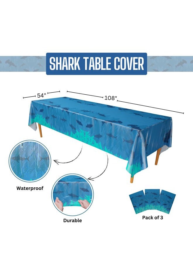 Blue Orchards Shark Table Covers (2), Shark Birthday Party Supplies, Shark Table Cloths for Parties, Shark Party, Under The Sea Party Decorations, Ocean Theme Birthday Party Decorations, Under The Sea Decorations - Image 2
