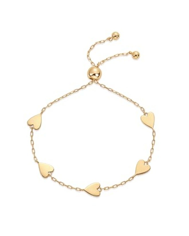 PAVOI Women's 14K Gold Plated Heart Charm Bracelet Set