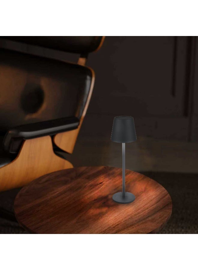 Rich Life 36CM Rechargeable Cordless LED Desk Lamp Black | Portable Metal Table Lamp with 3 Color Stepless Dimming USB-C Charging Bedside Night Light for Bedroom Office Study Camping Restaurant Bar Home Decor - Image 4