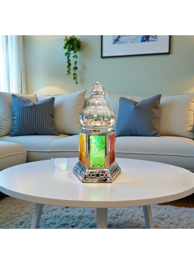 Vintage Islamic Style Metal Ramadan Lantern with Light and Sound 22X10 cm - Image 1