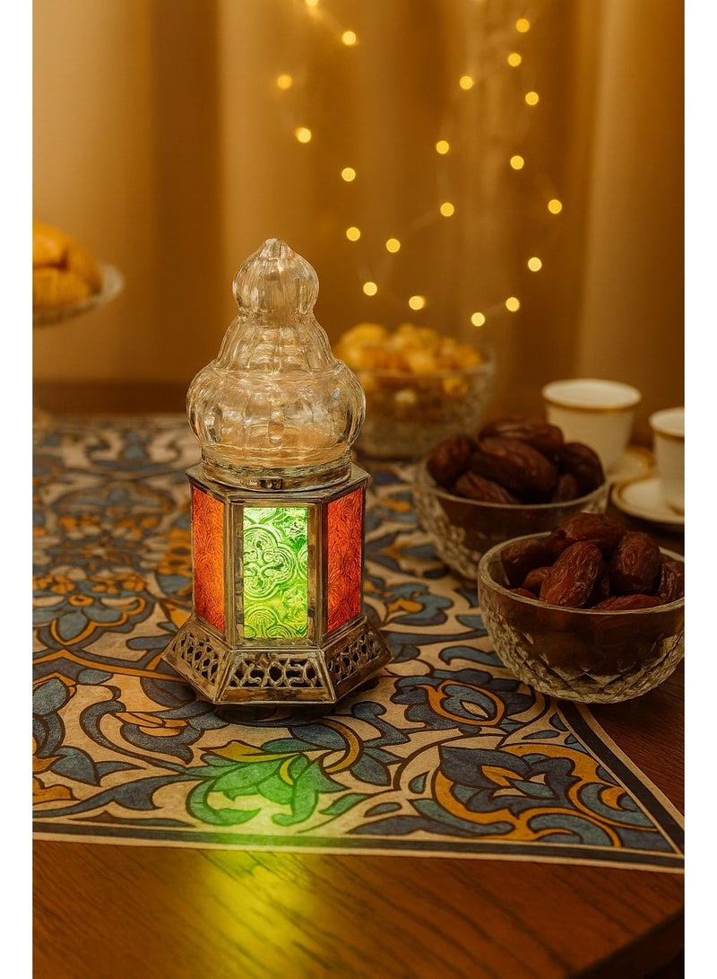 Vintage Islamic Style Metal Ramadan Lantern with Light and Sound 22X10 cm - Image 2