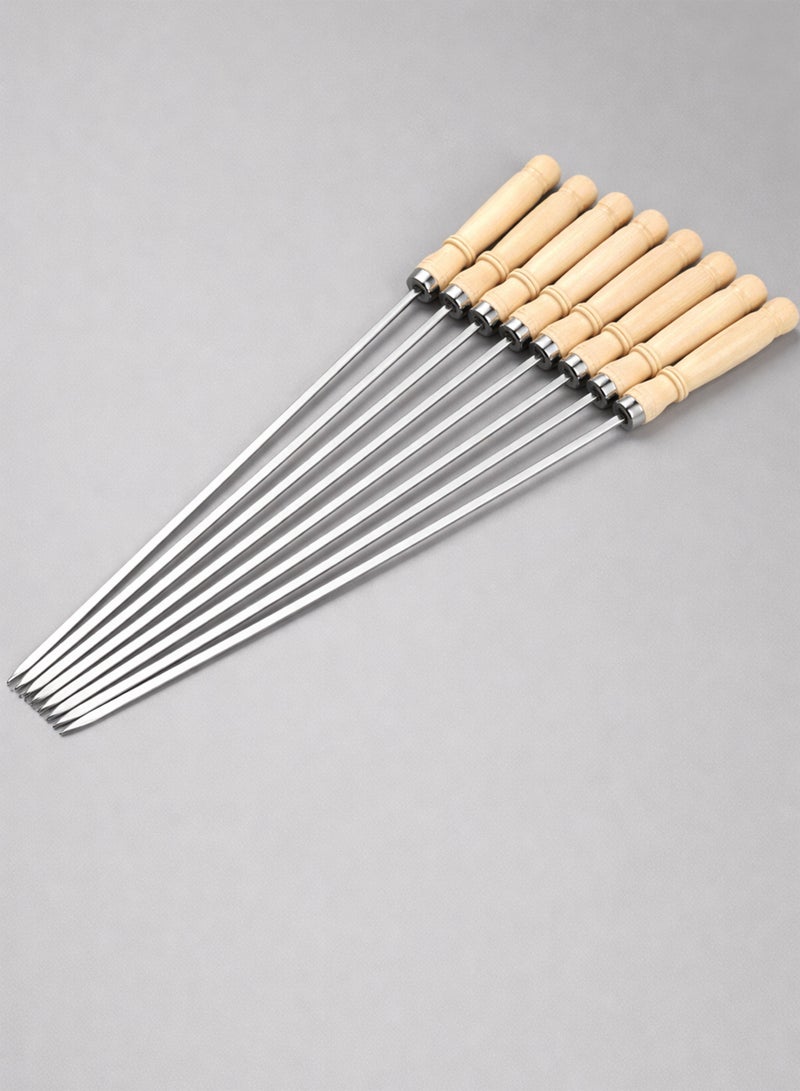 Toshionics BBQ Skewers Set with Wooden Handle – Premium Stainless Steel Kebab Skewers for Grilling Kabobs, Tikka, Turkish BBQ, and Iranian Koobideh – Heavy Duty Reusable Flat Barbecue Skewers with Nonslip Wooden Handles for Outdoor Cooking, Camping, and Parties - Image 5