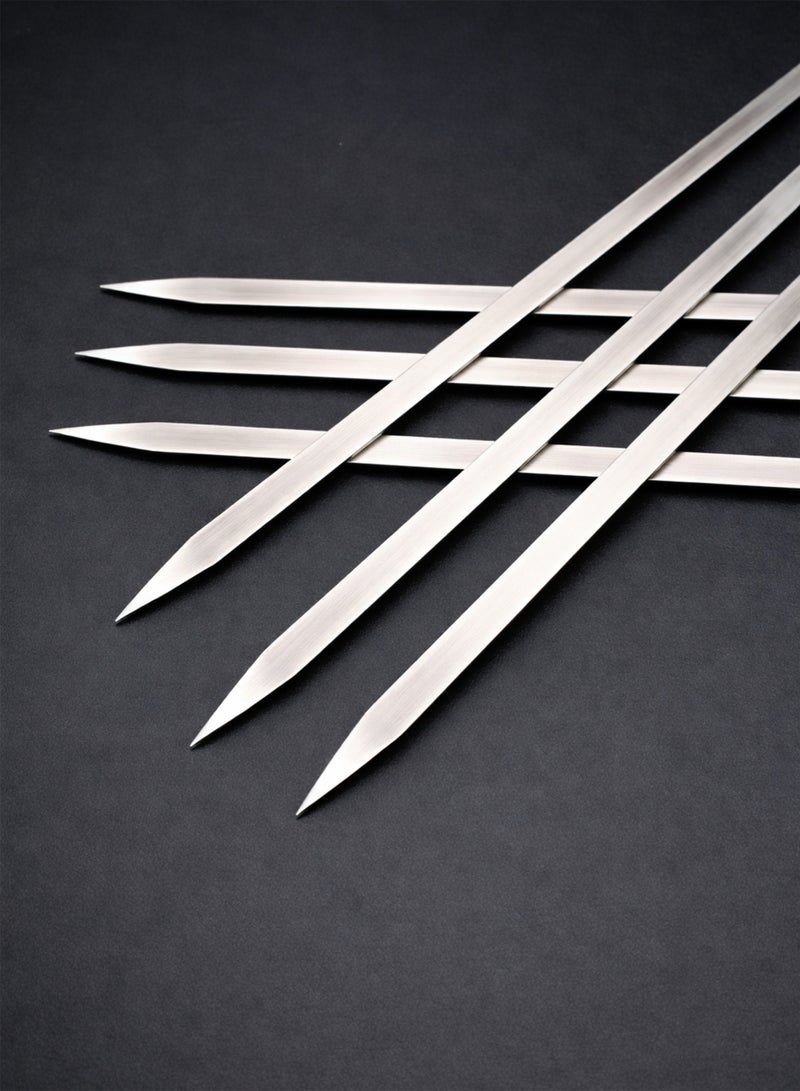 Toshionics BBQ Skewers Set with Wooden Handle – Premium Stainless Steel Kebab Skewers for Grilling Kabobs, Tikka, Turkish BBQ, and Iranian Koobideh – Heavy Duty Reusable Flat Barbecue Skewers with Nonslip Wooden Handles for Outdoor Cooking, Camping, and Parties - Image 3