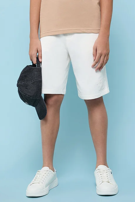 R&B Solid Knitted Shorts with Drawstring Waist