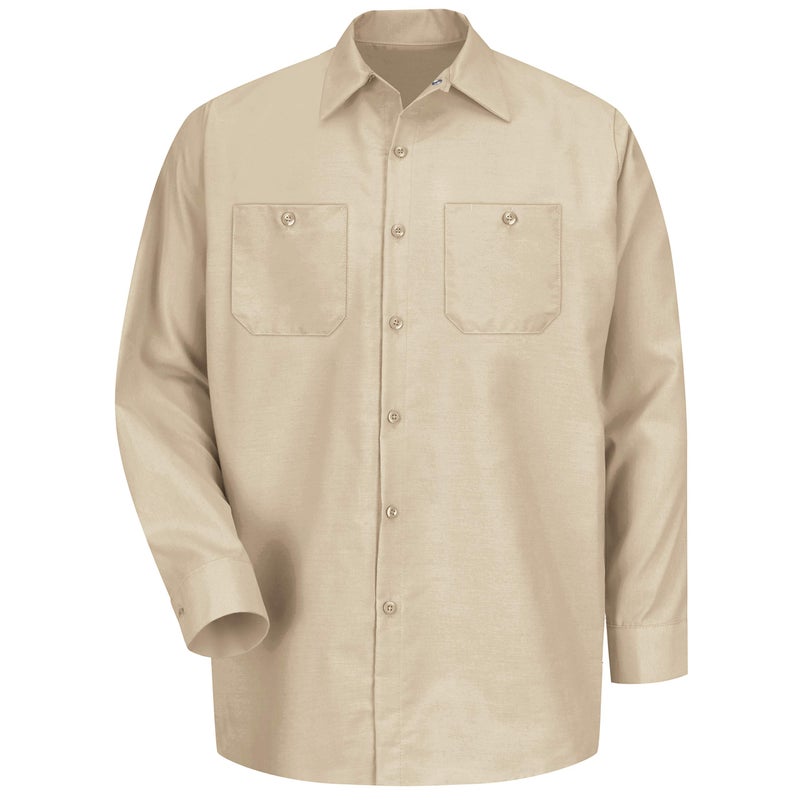 Red Kap Men's Industrial Work Shirt, Regular Fit, Long Sleeve, Light Tan, X-Large - Image 5