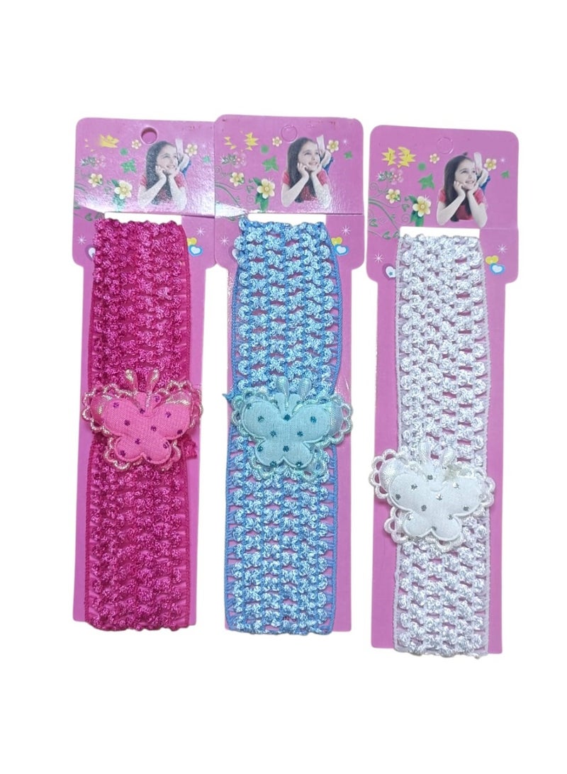 Set Elastic Headbands For Girls’ – with Cute Butterfly Design - 3 Pcs - Image 2