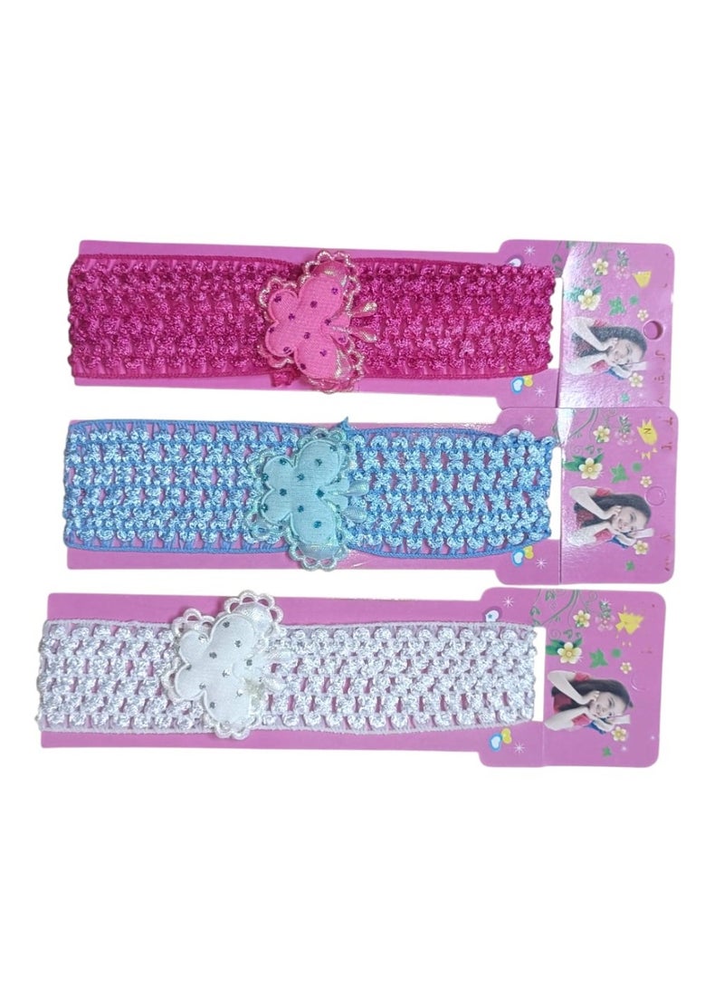 Set Elastic Headbands For Girls’ – with Cute Butterfly Design - 3 Pcs - Image 3
