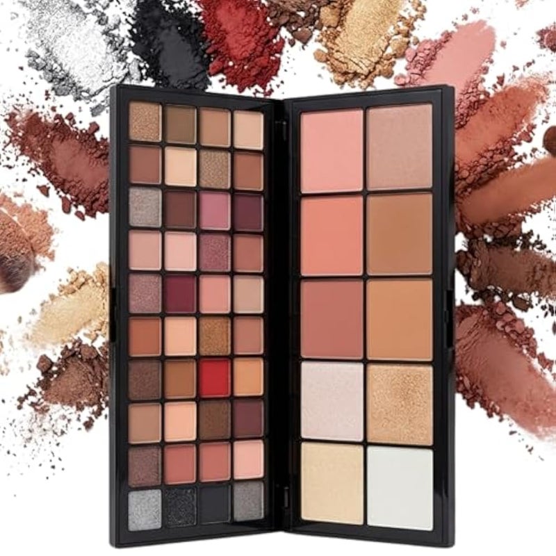 Highly Pigmented Eye Makeup Palette, Matte Shimmer Metallic Eyeshadow Pallet Long Lasting Blendable Natural Colors Make Up Eye Shadows Cosmetics Gift Kit (50 color) - Image 1