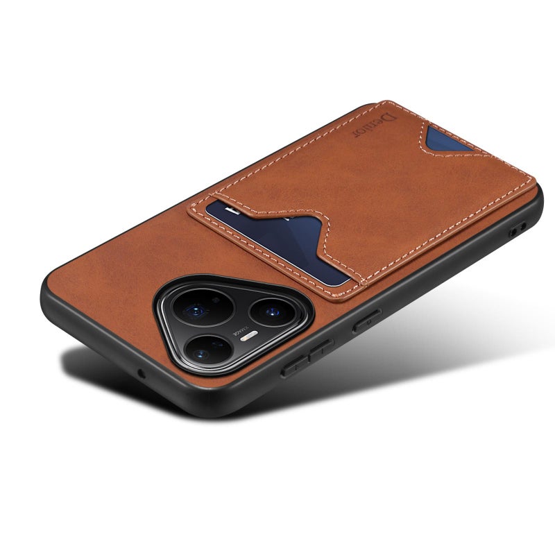 Denior For Huawei Pura 80 Pro 5G D06 Pu Back Cover Card Slot Holder Phone Case(Brown) - Image 4