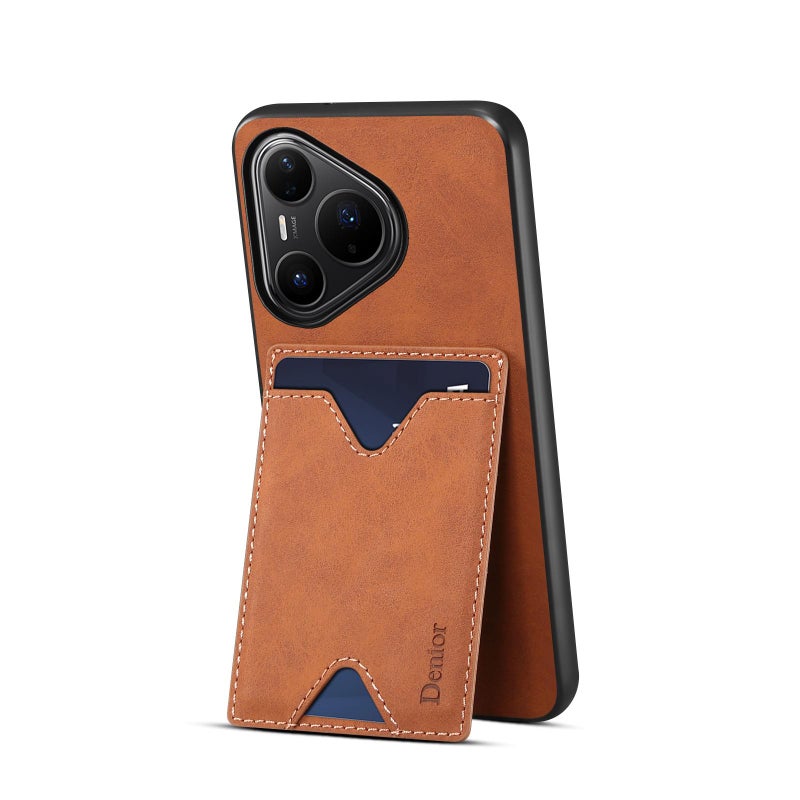 Denior For Huawei Pura 80 Pro 5G D06 Pu Back Cover Card Slot Holder Phone Case(Brown) - Image 2