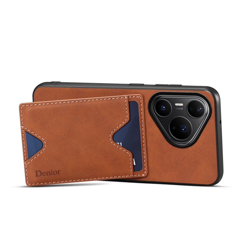 Denior For Huawei Pura 80 Pro 5G D06 Pu Back Cover Card Slot Holder Phone Case(Brown) - Image 5