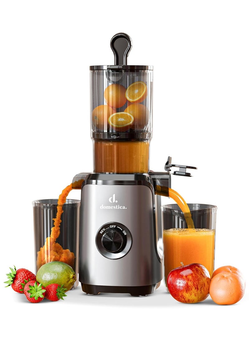 DOMESTICA Dripdrop Cold Press Slow Juicer For Home With 108mm Wide Feed Chute | Masticating Juicer Machine For Whole Vegetables & Fruits | Juice Extractor With Large Auger & Triple Strainers For Max Juice Yield, - Image 1