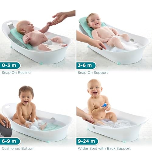 Contours Oasis 4-in-1 Baby Bathtub, Infant Bath Seat, Newborn Toddler Support, Portable, Quick-Dry Mesh Pad, Grow-with-Me, Comfortable, Cleanable, Compact, Non-Slip Base, Blue and White, 0-24 Months - Image 2