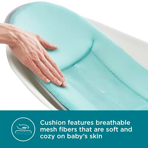 Contours Oasis 4-in-1 Baby Bathtub, Infant Bath Seat, Newborn Toddler Support, Portable, Quick-Dry Mesh Pad, Grow-with-Me, Comfortable, Cleanable, Compact, Non-Slip Base, Blue and White, 0-24 Months - Image 5