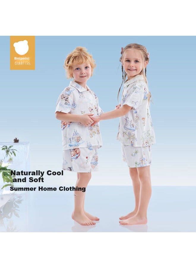 Beptides Beipesi Mint Children's Pajamas, New Home Wear Set, Thin Cool-feeling Baby Summer Short-sleeve Clothes - Image 3