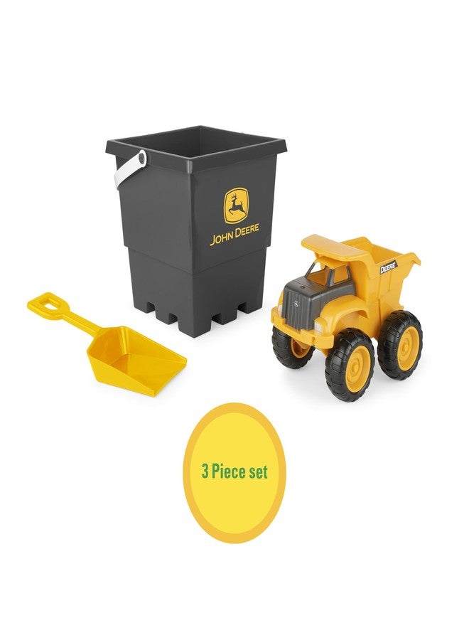 John Deere TOMY John Deere Sandbox Toy Set - Includes Dump Truck Toy, Bucket and Beach Shovel - Toddler Outdoor Construction Toys - Summer Sand Toys - Yellow - 3 Count - Image 3