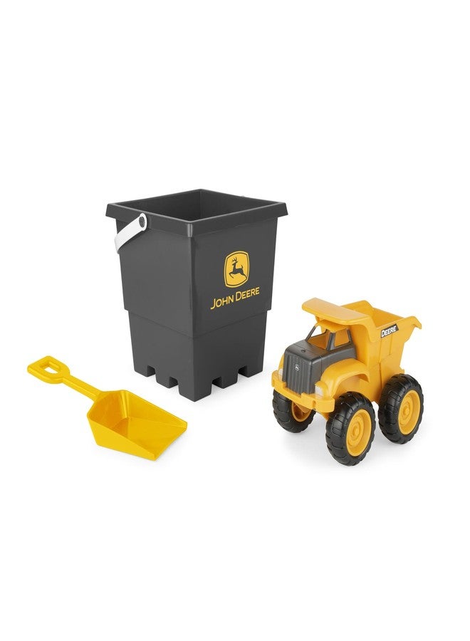 John Deere TOMY John Deere Sandbox Toy Set - Includes Dump Truck Toy, Bucket and Beach Shovel - Toddler Outdoor Construction Toys - Summer Sand Toys - Yellow - 3 Count - Image 1