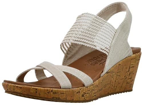 SKECHERS صندل سكيشرز النسائي بيفرلي هاي تي ويدج، طبيعي، 11 M US - Image 1