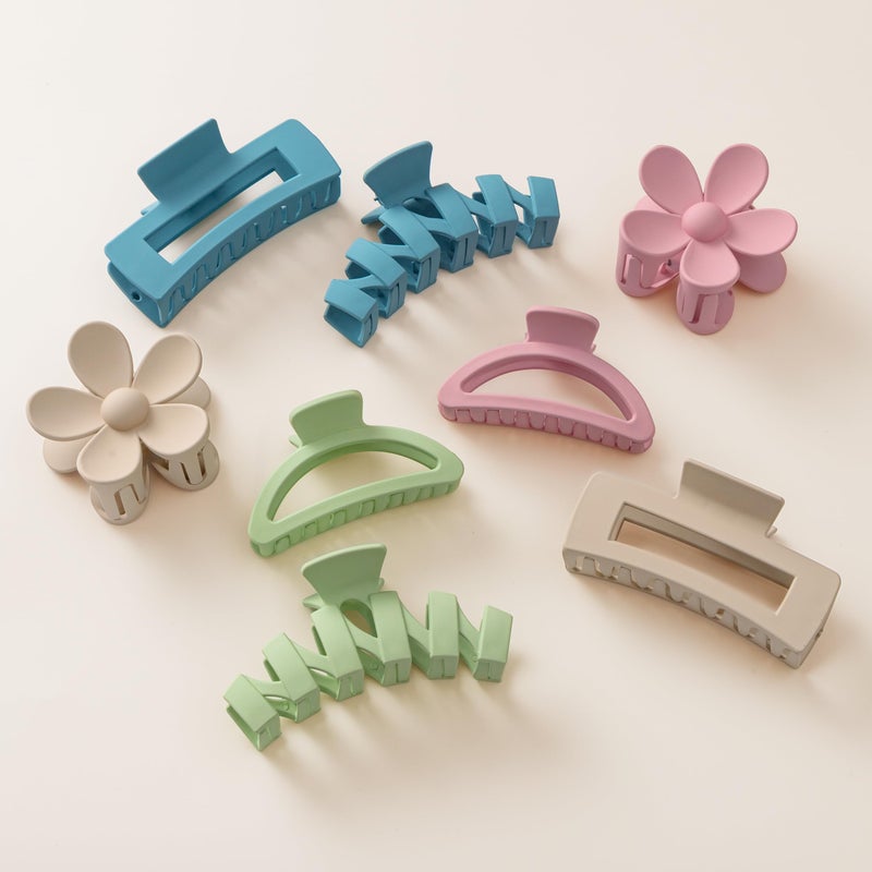 Sunolga 8PCS Hair Clips for Women, Flower Claw Clips for Thick Hair, Non-Slip Hair Accessories with Multi-Styles, Colorful Hair Claw Clips and Variety Pack, Ideal for Girls - Image 1