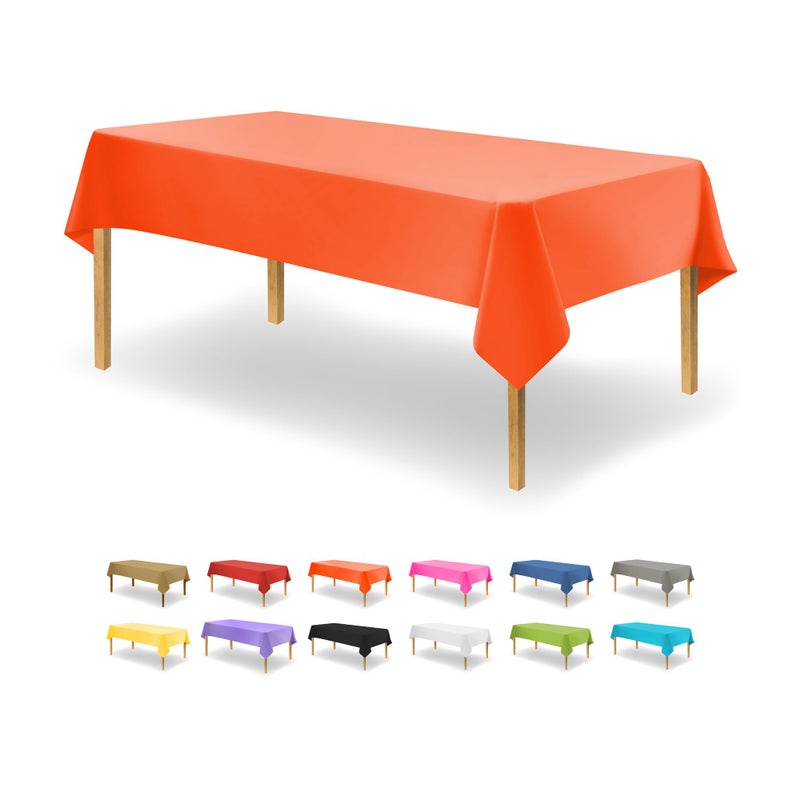 Orange Tablecloth Plastic for Rectangle Tables 12 Pack Premium Plastic Table Cloths for Parties Disposable for Events  Weddings IndoorsOutdoors 54x108 inches Plastic Table Cover