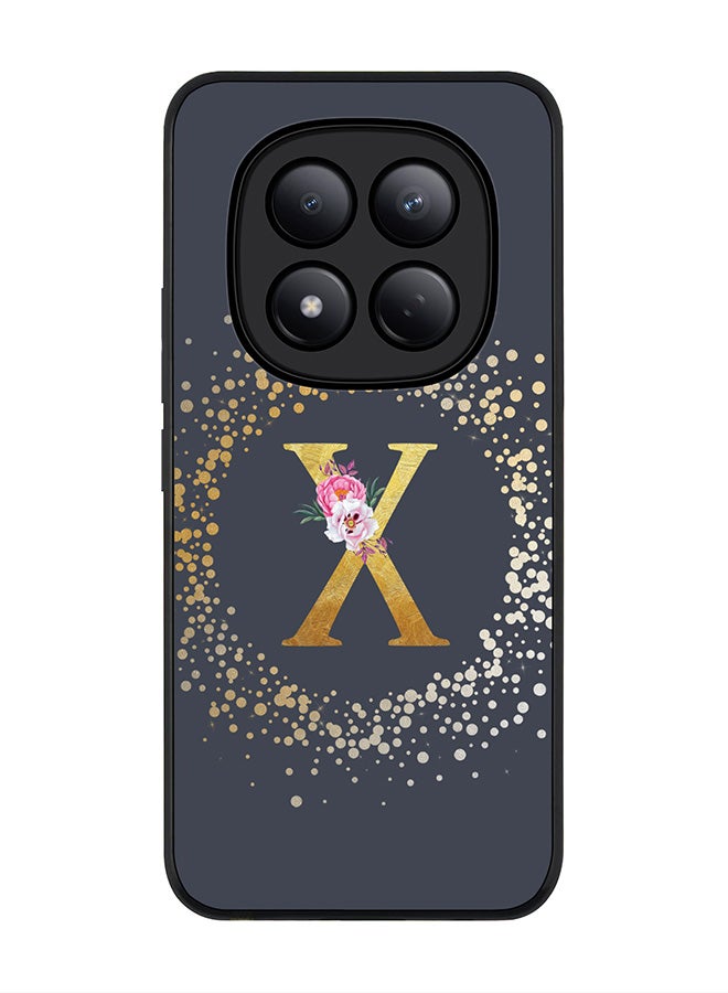 For Xiaomi Redmi Note 15 Pro 4G Case,Slim fit Camera Protection, Shockproof Thin Phone cover  - Custom Monogram Floral - X  (Grey )