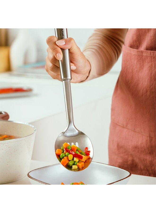 NAVA Stainless Steel Serving Slotted Spoon "Acer" -Silver - Image 3