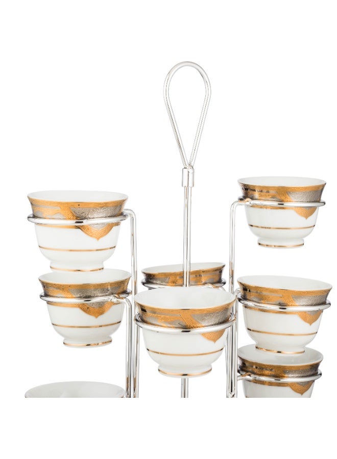 اباريك الصفا استاند حامل فناجين قهوة عربي من المعدن الفضي غير قابل للصدأ - Image 3