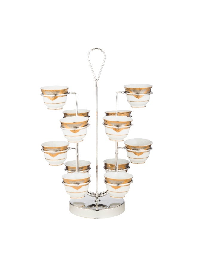 اباريك الصفا استاند حامل فناجين قهوة عربي من المعدن الفضي غير قابل للصدأ - Image 1