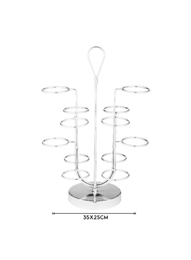 اباريك الصفا استاند حامل فناجين قهوة عربي من المعدن الفضي غير قابل للصدأ - Image 2