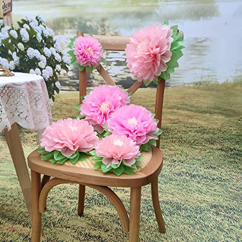 Mybbshower Pinks Flowers Decoration (11''-7'' Assorted) 6 pcs Artificial Tissue Paper Peony Nursery Wall Bridal Shower Centerpiece Baby Girl Birthday Tea Party - Image 5