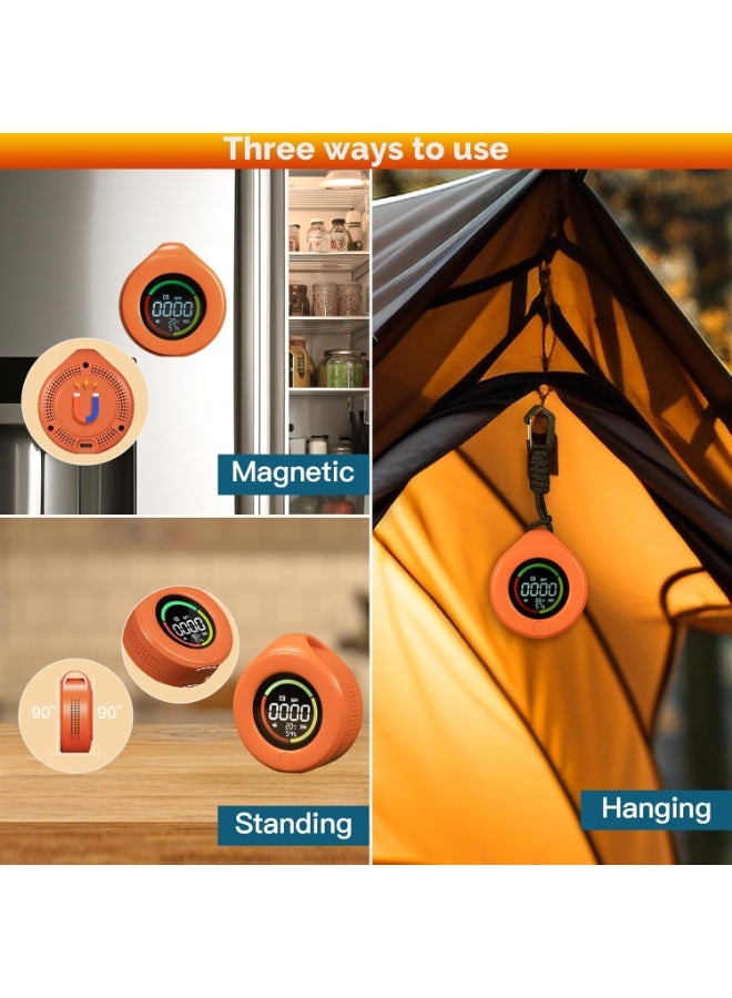 Portable Carbon Monoxide Detector, Travel CO Detector, Mini Size Temperature/Humidity/CO Detector 3 in 1, Alarm Sensor for Outdoor Camping,RV Car Indoor (Orange) - Image 4