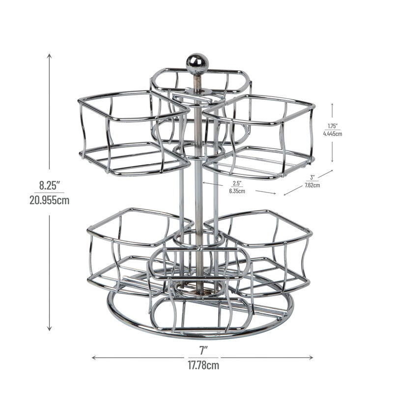 مايند ريدر كيس شاي قارئ العقل، منظم محطة الشاي، منظم سطح الطاولة، مطبخ معدني، 7 بوصة طول × 7 بوصة عرض × 8.25 بوصة ارتفاع، فضي - Image 3
