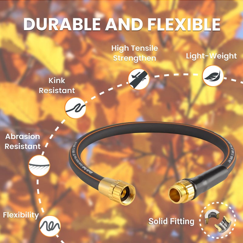 Giraffe Tools Garden Hose 5/8", Water Hose Heavy Duty, Flexible, Lightweight Hybrid Hose with Bend Protection, 2.5ft Male to Female Fittings, Burst 600 PSI, Short Leader Hose - Image 2