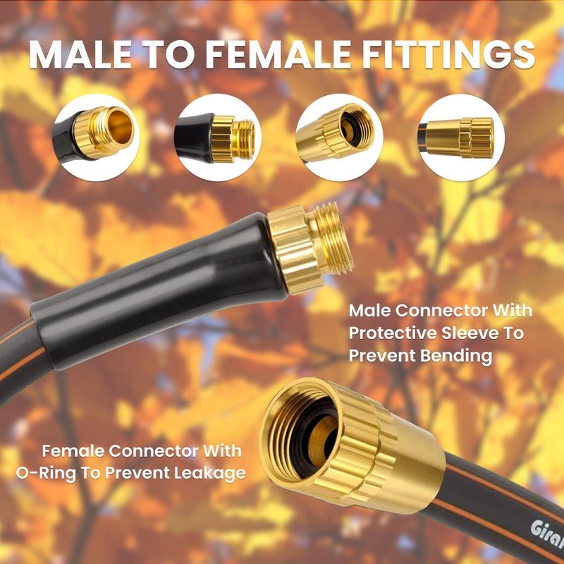Giraffe Tools Garden Hose 5/8", Water Hose Heavy Duty, Flexible, Lightweight Hybrid Hose with Bend Protection, 2.5ft Male to Female Fittings, Burst 600 PSI, Short Leader Hose - Image 3