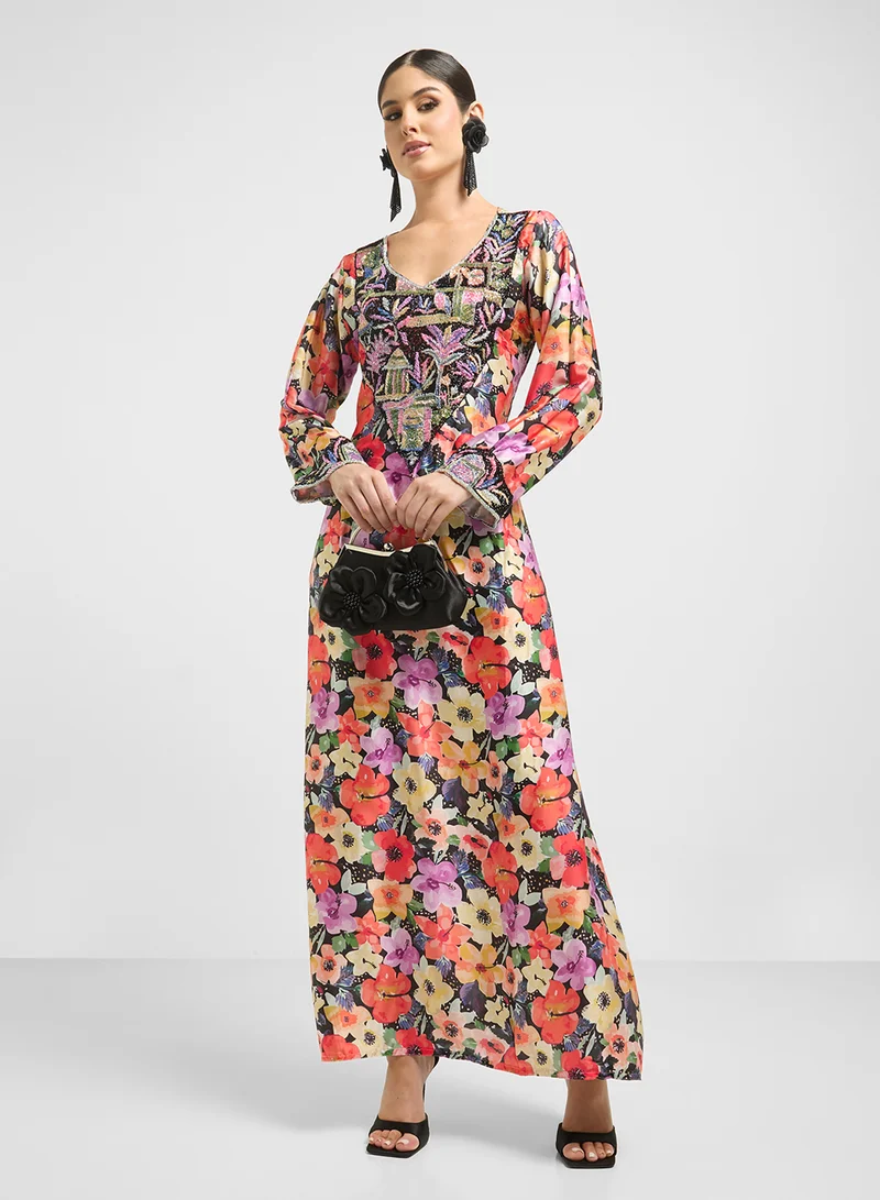 ارابيان كلوزيت Embellished Belted Jalabiya