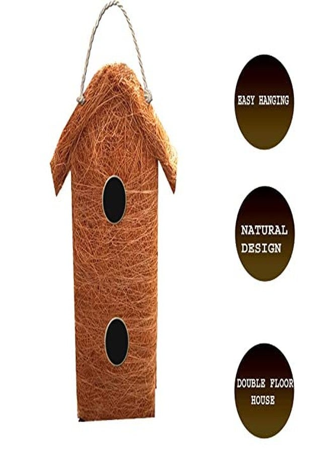 LIVEONCE Safest Organic Bird nest Double Decker Window House Purely Handmade Nest for All Small Birds - (Large) - Image 4