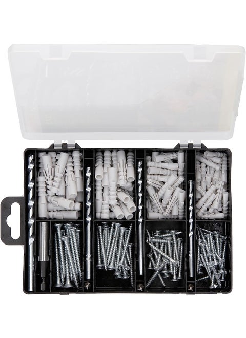 173 Piece Drill Bit and Screwdriver Set – Masonry & Wood Drill Bit Fixing, Carbide-Tipped, Magnetic Bit Holder, Screws, Rawlplugs & Storage Case – All-in-One DIY Tool Kit-2607019511