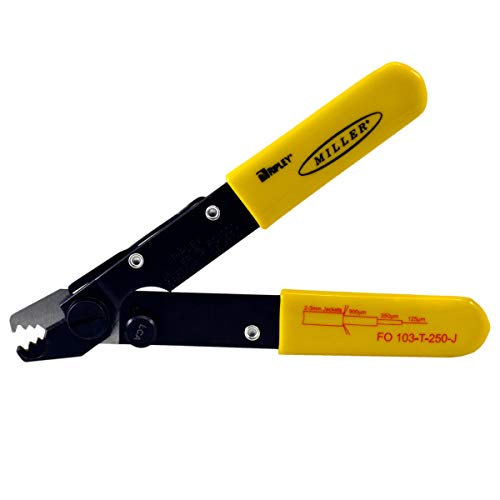 Miller FO 103-T-250-J Series Three-Hole Fiber Optic Stripper for Working Technicians, Electricians, Installers, V-Shaped Opening, Safe Cable-Splicing Tool, Easily Portable Wire Stripper, 2.5 Ounces - Image 1