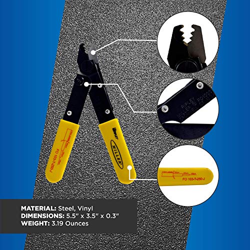 Miller FO 103-T-250-J Series Three-Hole Fiber Optic Stripper for Working Technicians, Electricians, Installers, V-Shaped Opening, Safe Cable-Splicing Tool, Easily Portable Wire Stripper, 2.5 Ounces - Image 3