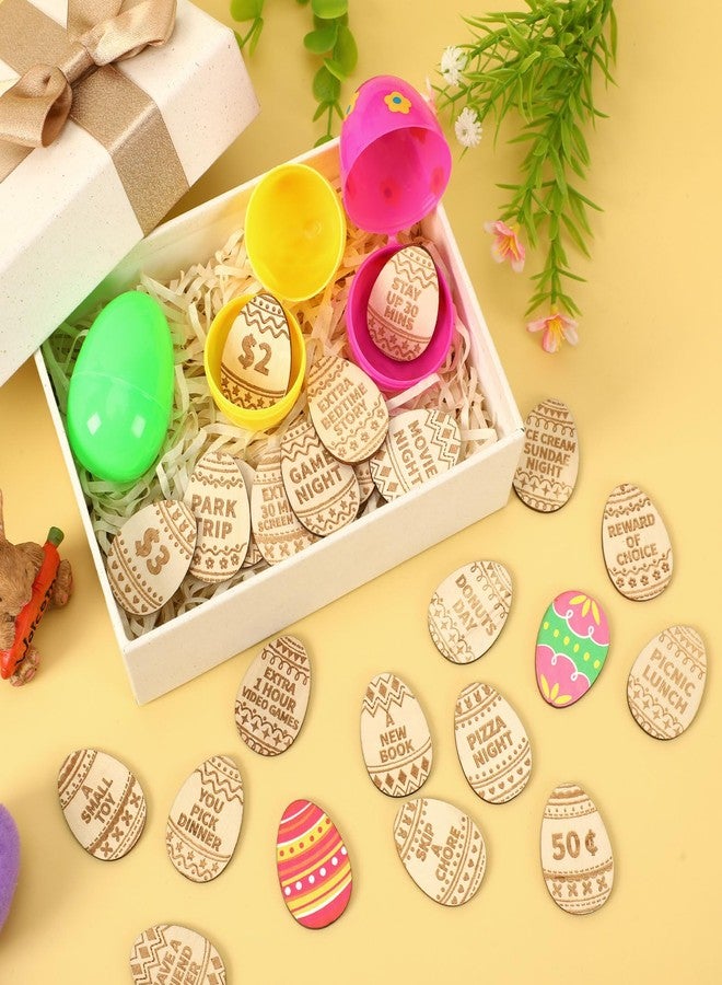 مجموعة جانسون المكونة من 24 قطعة من رموز بيض عيد الفصح، حشوات بيض عيد الفصح، عملات خشبية مزخرفة بعبارات محفورة، حشوات لسلال هدايا عيد الفصح العائلية، هدايا حفلات عيد الفصح - Image 5