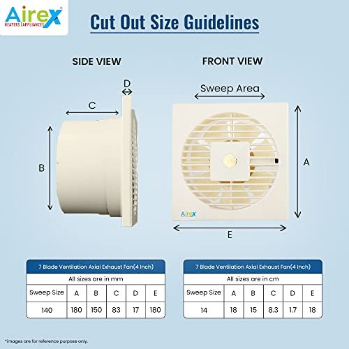 Airex 7 Blade Ventilation Axial Exhaust Fan (6 Inch, White) - Image 2