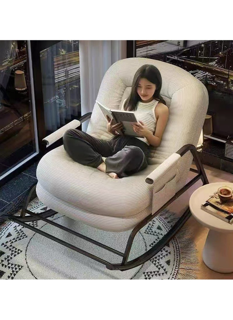 Arabest Rocking Chair, Lazy Boy, Comfortable Sofa for Relaxation - Adjustable recliner for sleeping and napping on the balcony, ideal for home use and adult lunch breaks (white)  - Image 1
